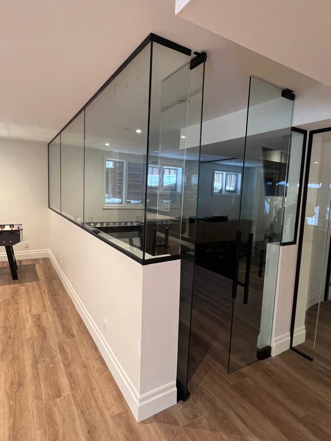Frameless glass office wall by Lux Glass — office glass partitions in Oakville