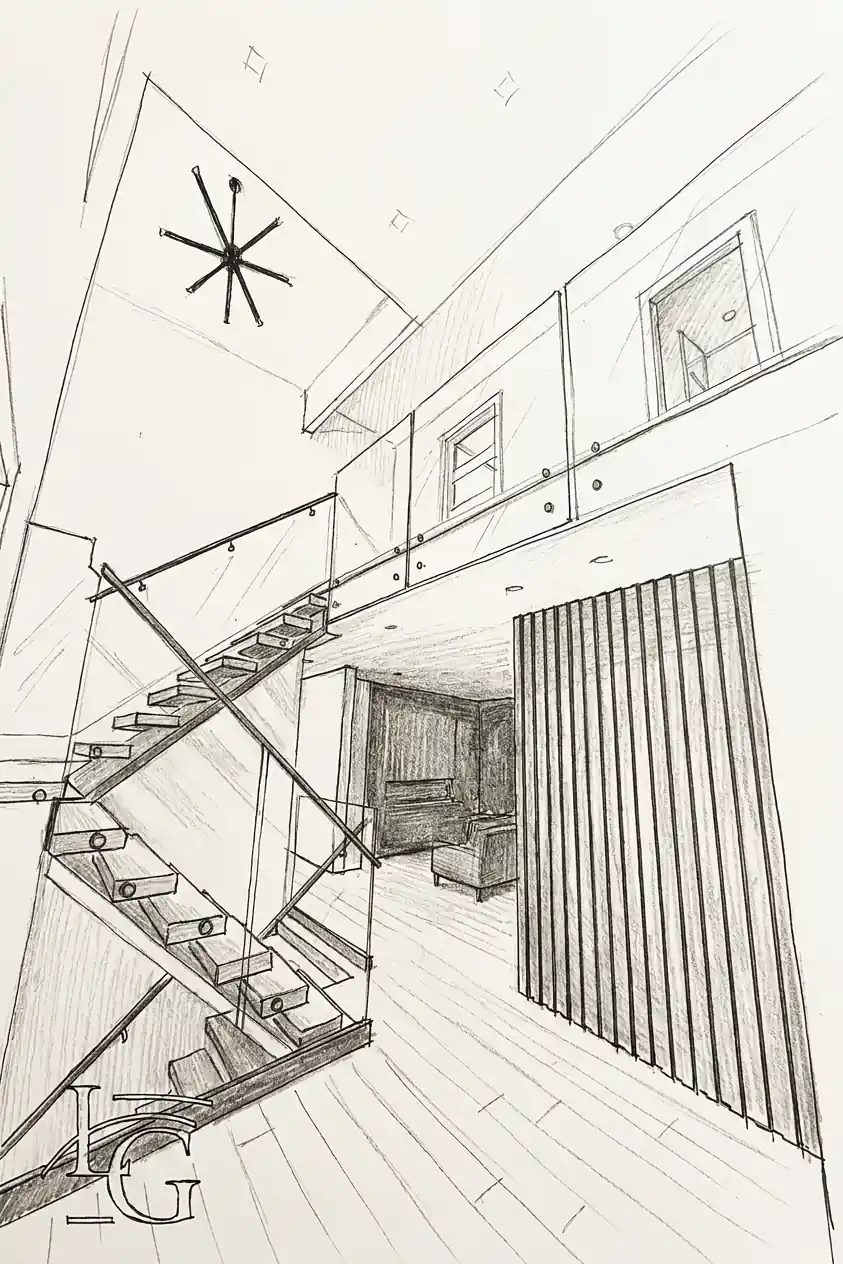 Oakville Architectural Glass Railing CAD Sketch