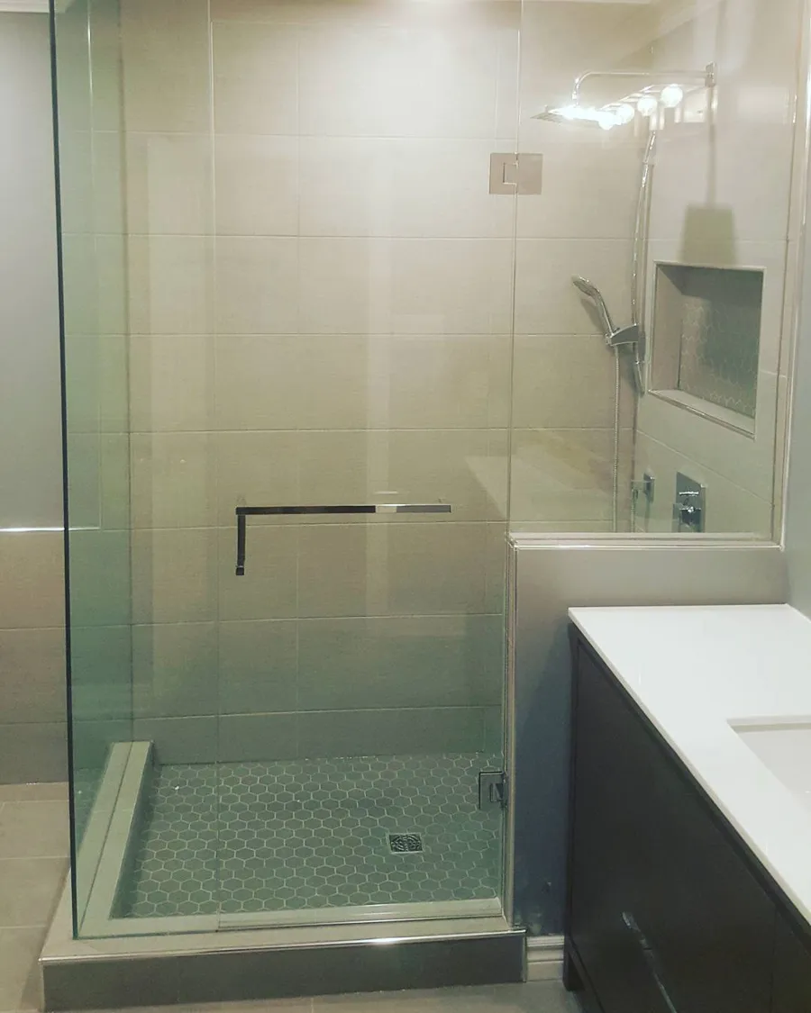 Frameless shower installed by Lux Glass in Kitchener