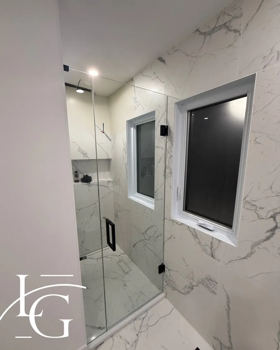 Frameless shower installed by Lux Glass in Kitchener