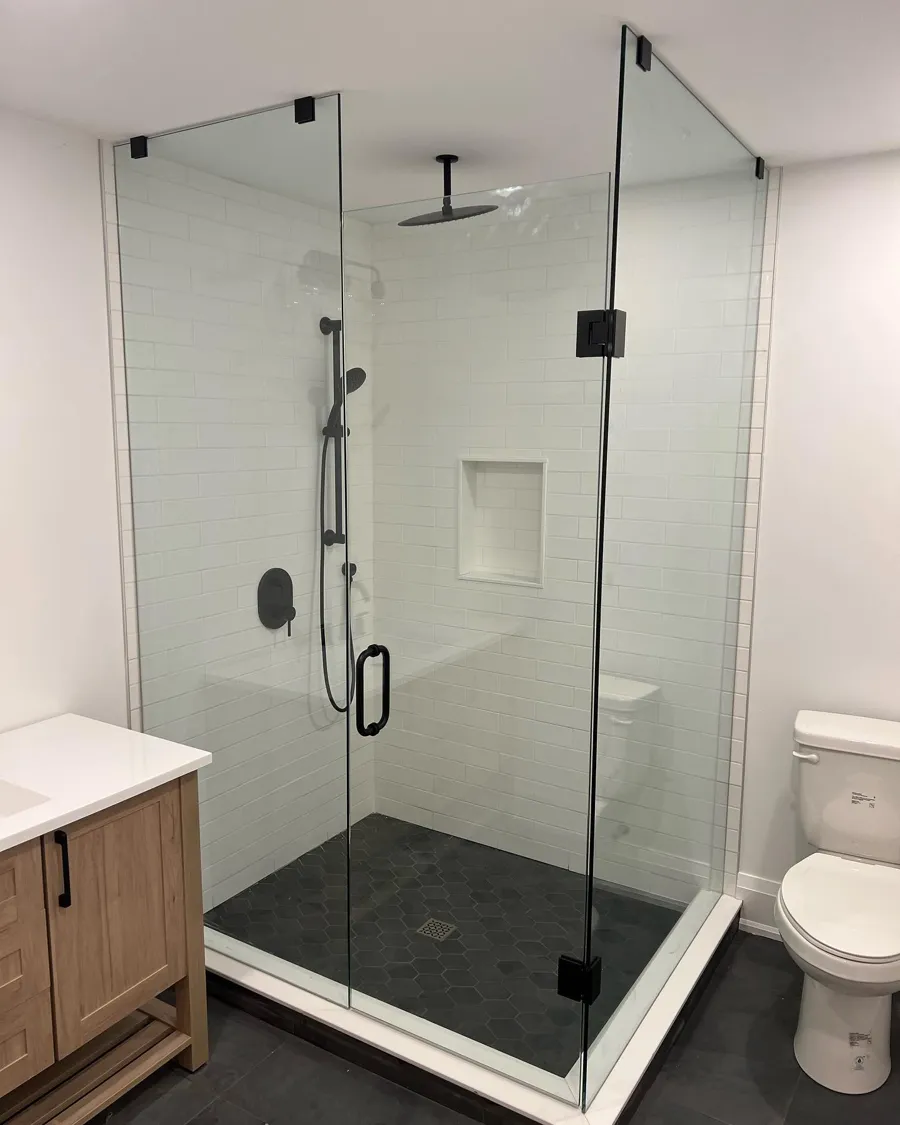 Frameless shower installed by Lux Glass in Milton