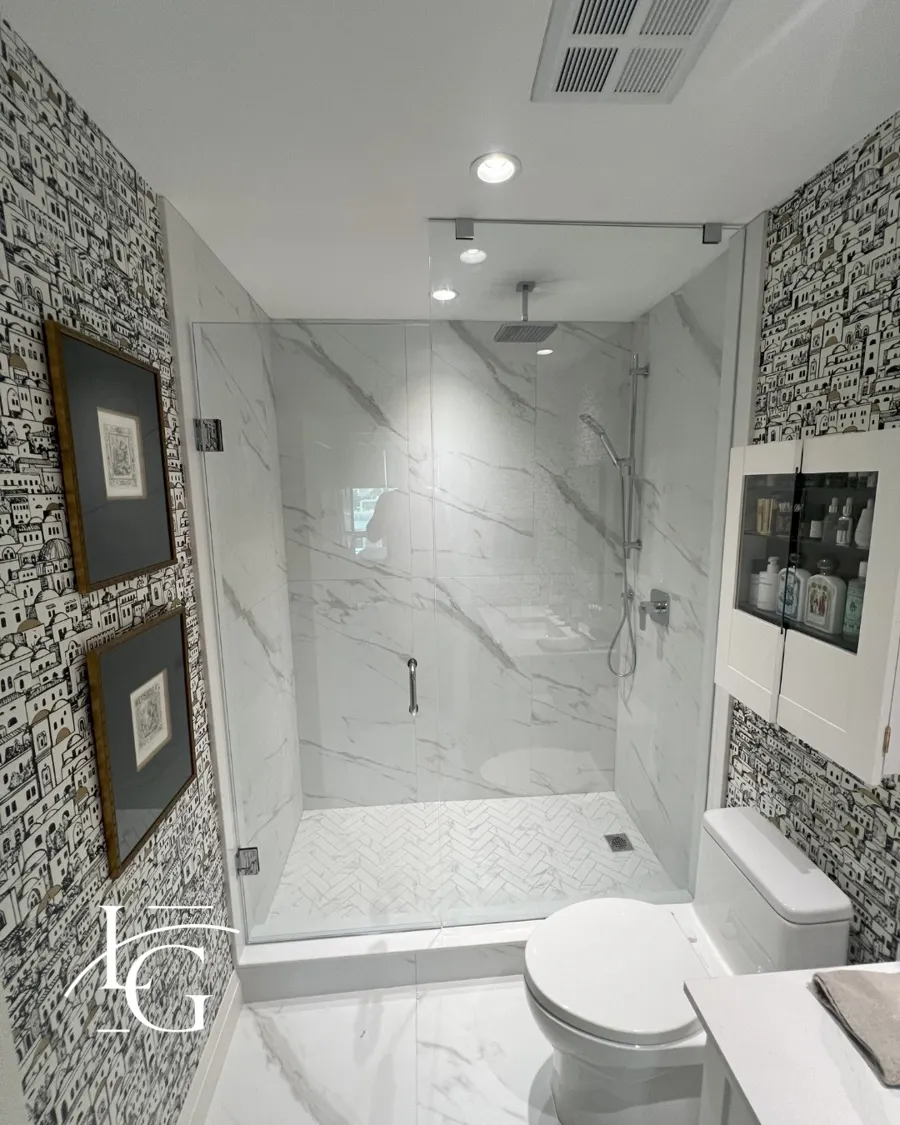Frameless shower installed by Lux Glass in Woodbridge