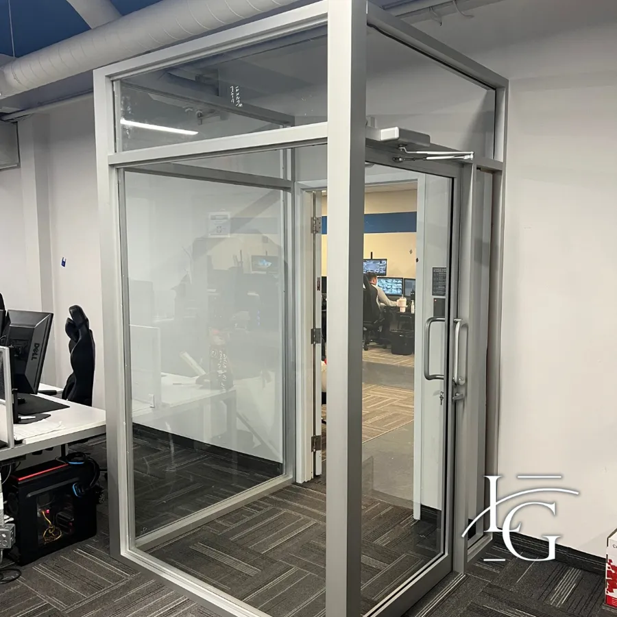 Glass partition installed by Lux Glass in Hamilton