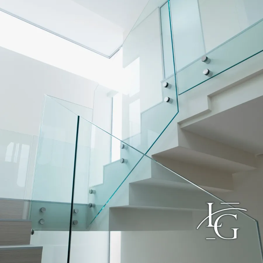Glass railing installed by Lux Glass in Cambridge, stair