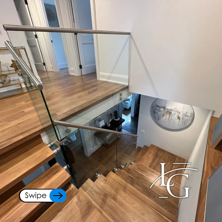 Glass railing installed by Lux Glass in Etobicoke, stair