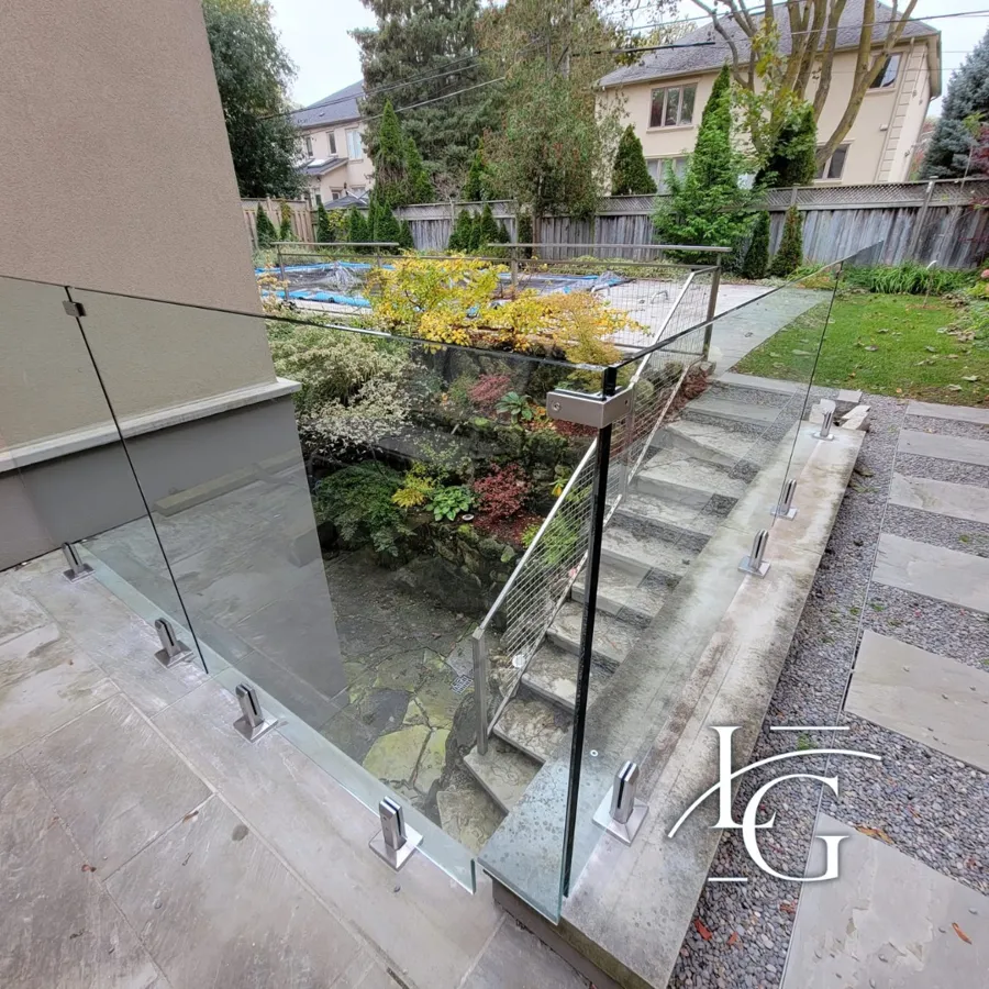 Glass railing installed by Lux Glass in North York
