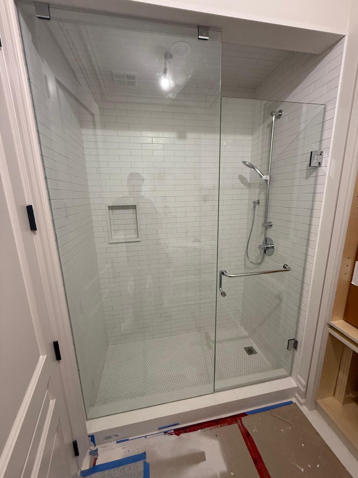 Frameless inline shower, 10mm clear glass, South Oakville